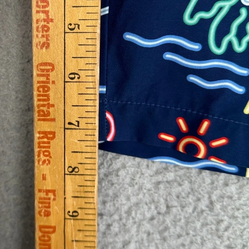 Chubbies Swim Trunks Mens XL Navy Neon Tropical Flamingo Mesh Lined Board Shorts